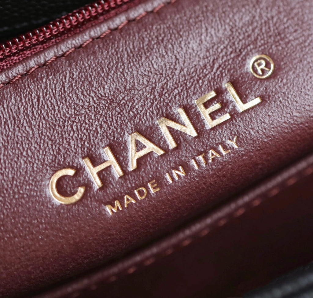 CHANEL 25S FLAP BAG 24 CM IN BLACK LAMBSKIN WITH GOLD HARDWARE