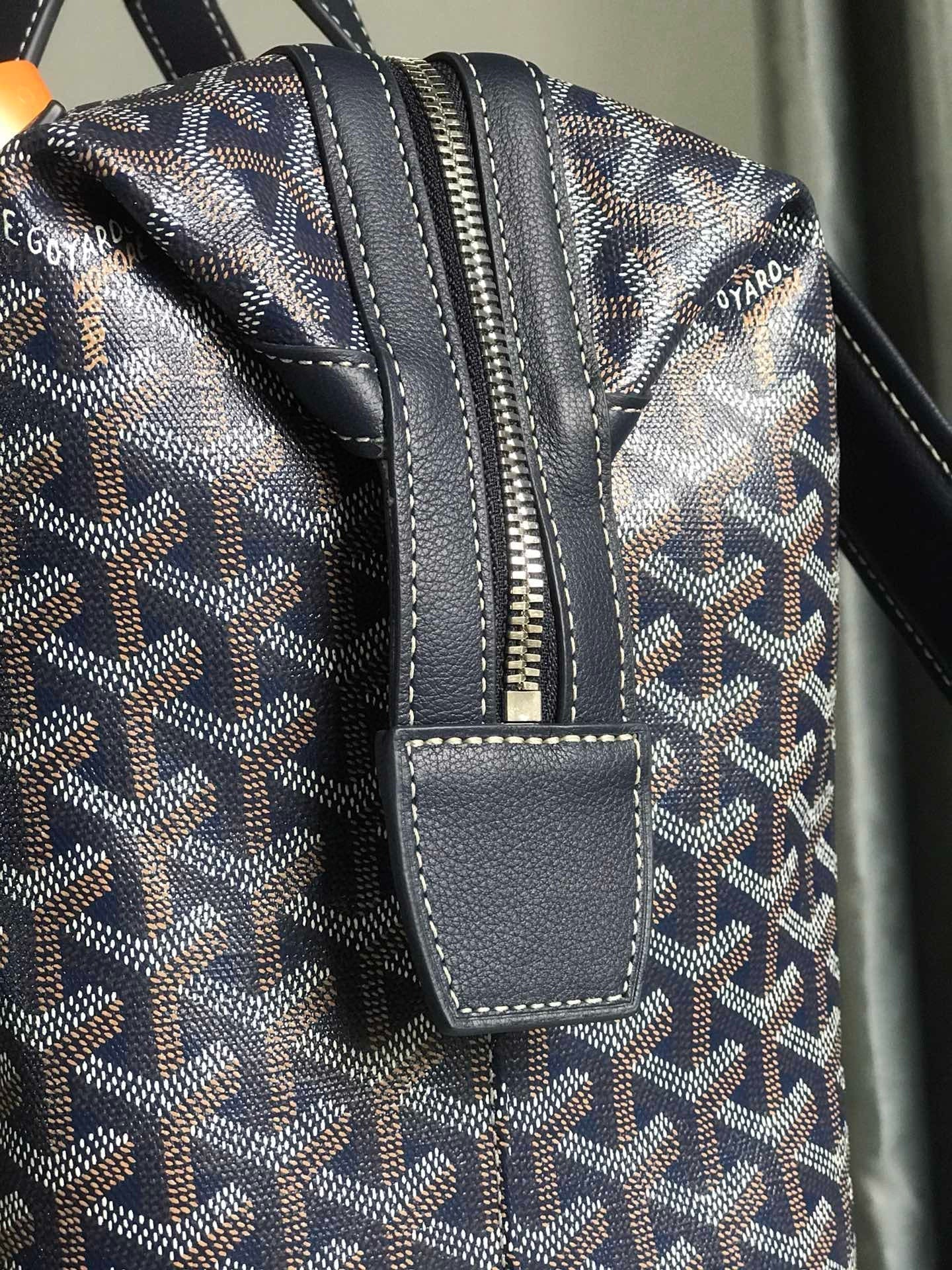 CISALPIN BACKPACK 43 IN NAVY BLUE GOYARDINE CANVAS AND CALFSKIN