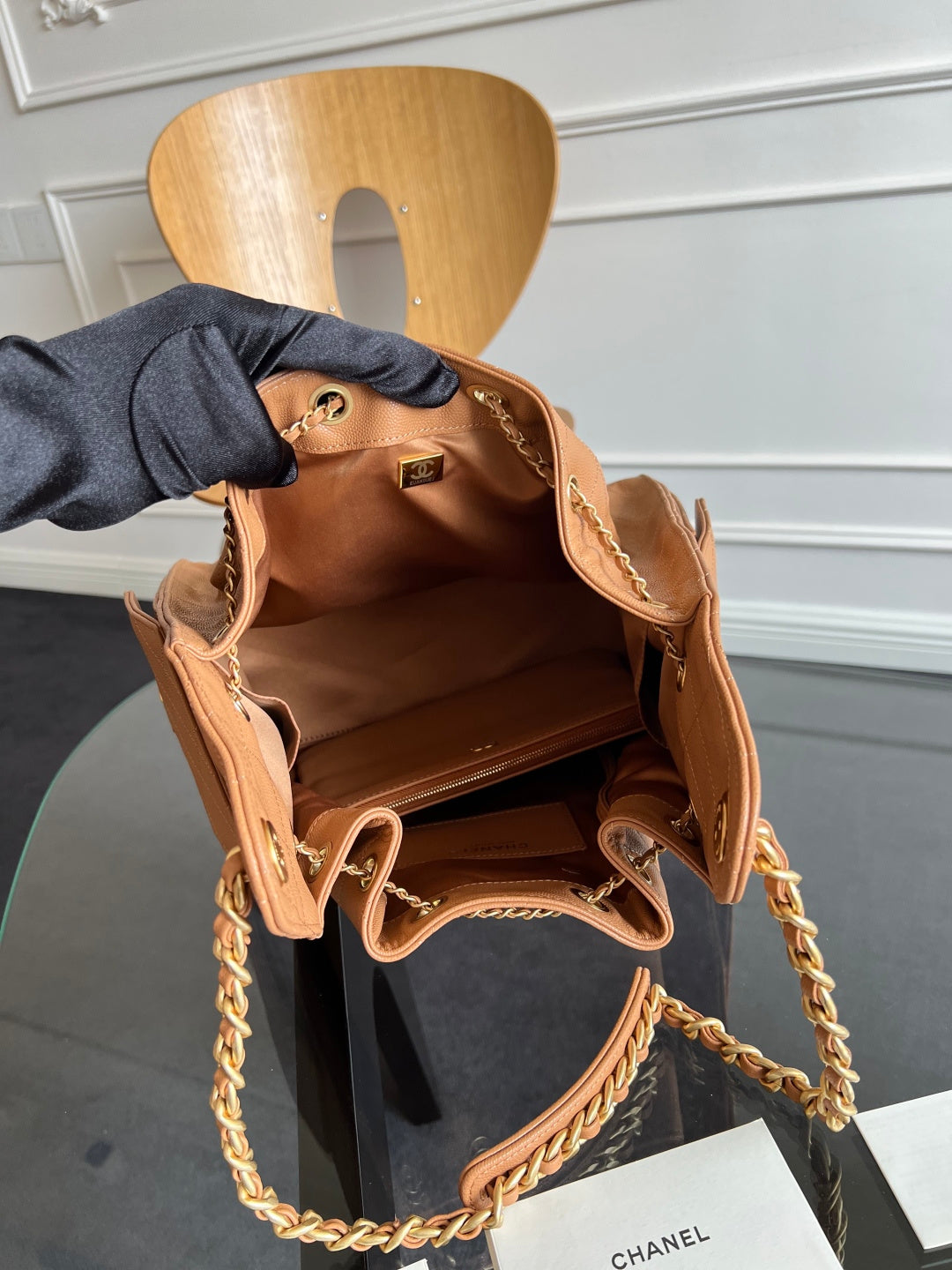 CHANEL 25S HOBO BAG 30 IN CARAMEL BROWN CAVIAR WITH GOLD HARDWARE