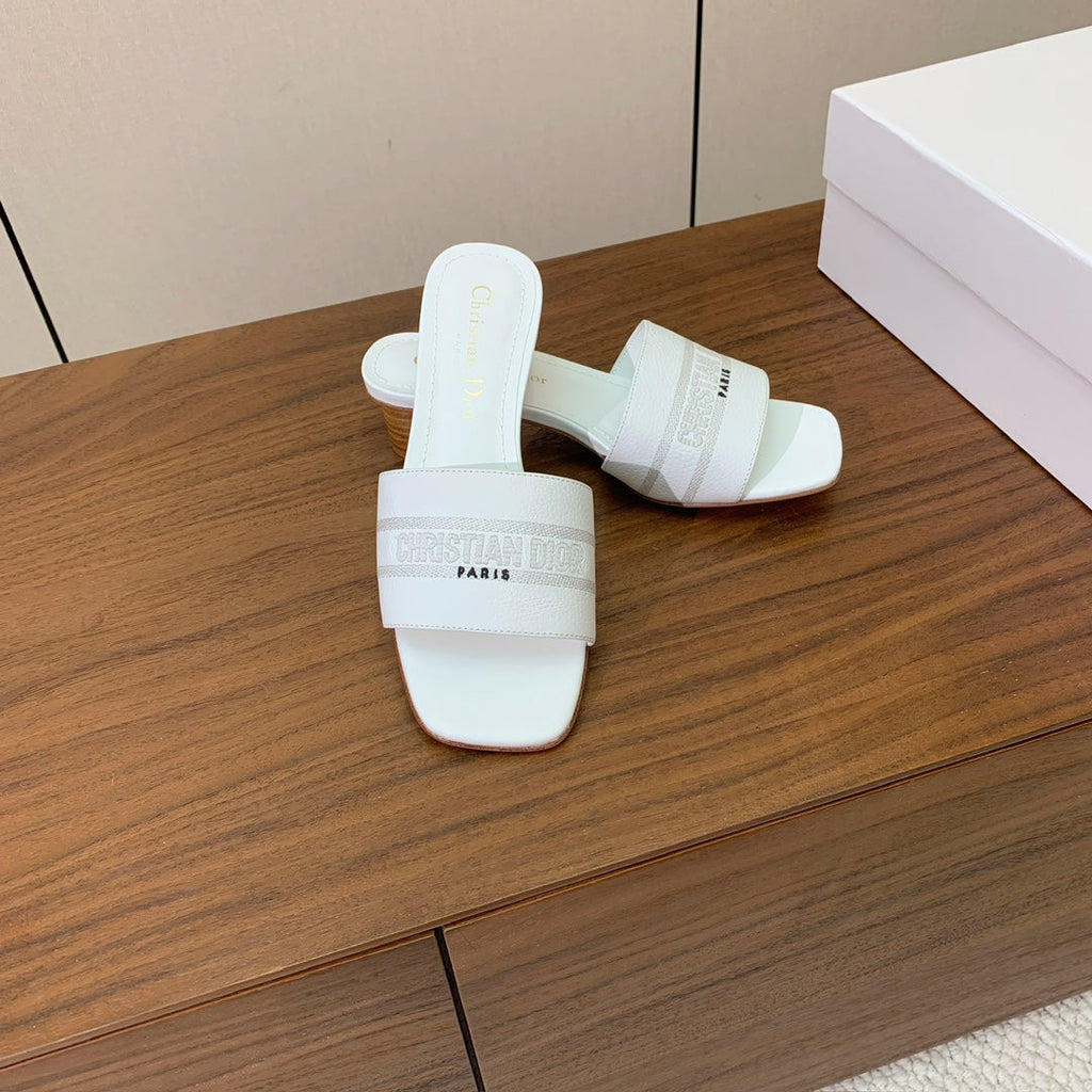 DIOR 25S HIGH-HEEL SANDALS 40 MM IN WHITE CALFSKIN