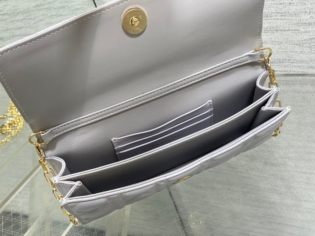 DIOR 25S  TALK PHONE POUCH 21 IN PALE LILAC CALFSKIN GOLD HARDWRE