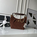 CHANEL 25S HOBO BAG 31 IN DARK BROWN SUEDE WITH GOLD HARDWARE