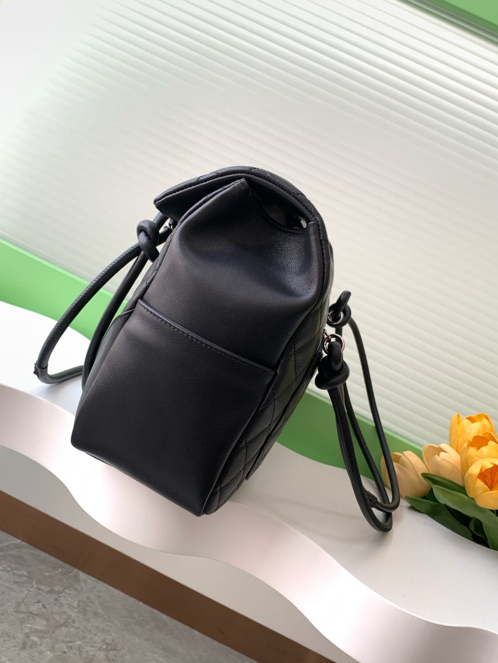 CHANEL CAMBON LARGE FLAP 25S 33 CM IN BLACK CALFSKIN WITH WHITE LOGO
